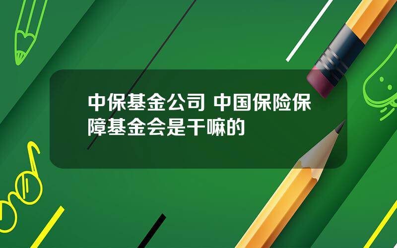 中保基金公司 中国保险保障基金会是干嘛的